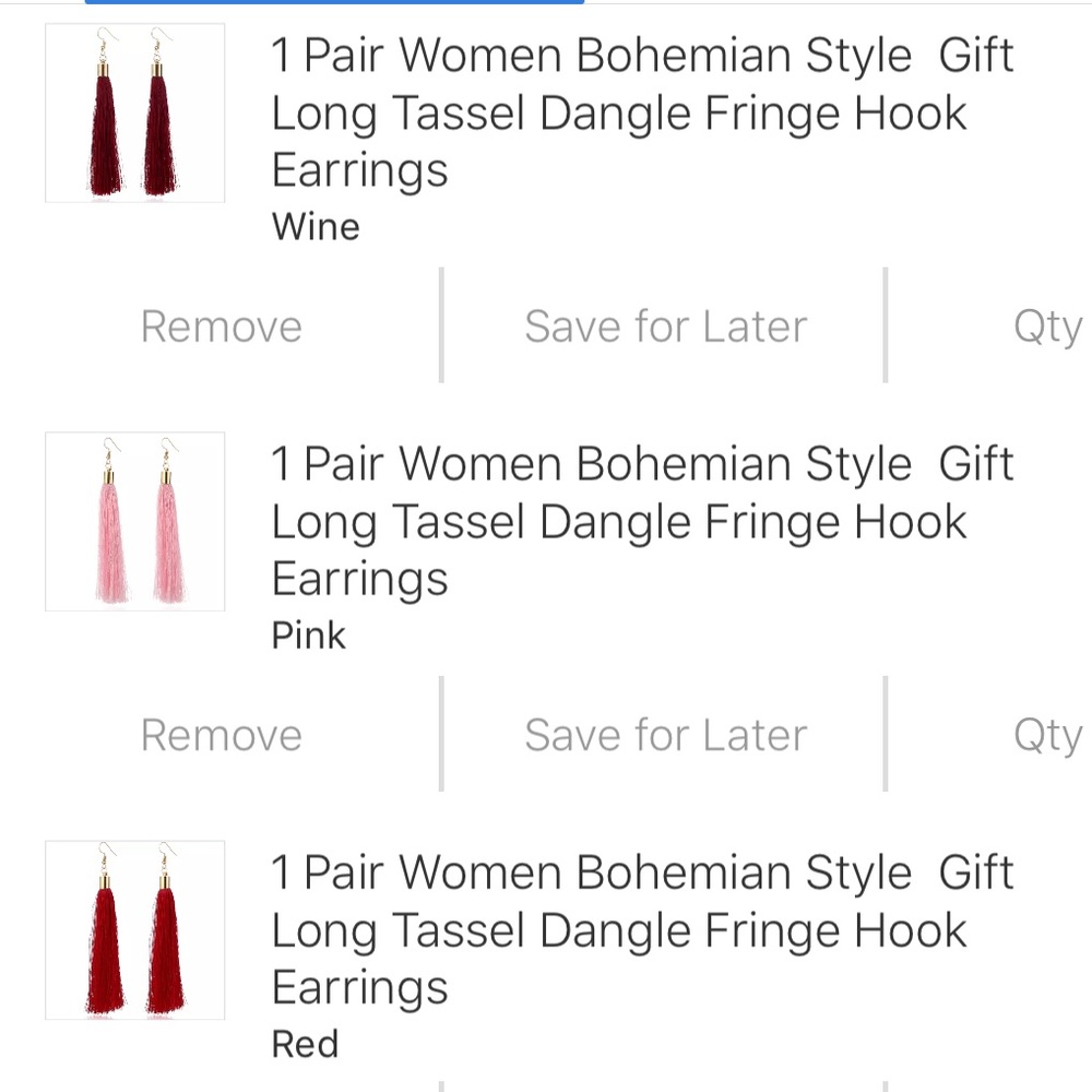 ⬇️ New bohemian long tassel dangling earrings red - Picture 5 of 8